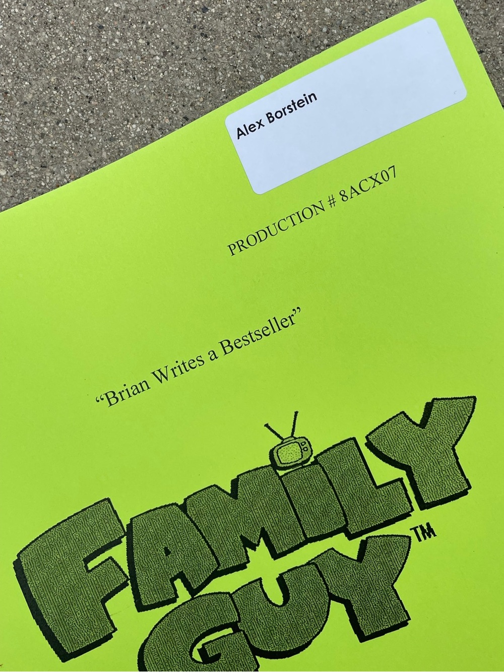 Family Guy 2012 Alex Borstein Production Used Script Brian Writes A Bestseller